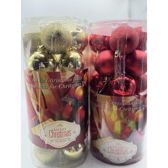 144-Christmas Tree Ornaments 6-24 Packs Red & Gold Shatterproof Holiday Decor - Picture 4 of 7